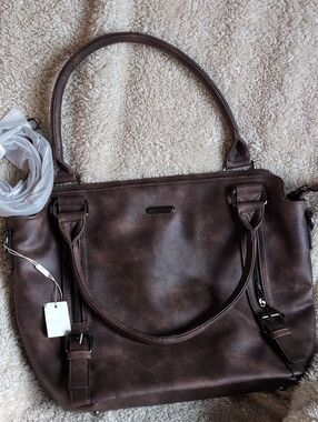 CLUCI Women’s Dark Brown Faux Leather Tote Handbag